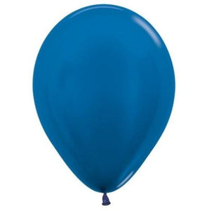 Balloon - Plain Latex Metallic Blue Latex Balloons 30cm 50pk