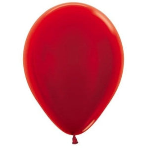Balloon - Plain Latex Metallic Red Latex Balloons 30cm 50pk
