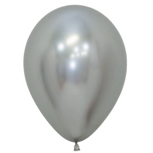Balloon - Plain Latex Metallic Reflex Silver Latex Balloons 30cm 100pk