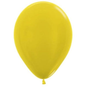 Balloon - Plain Latex Metallic Yellow Latex Balloons 30cm 50pk