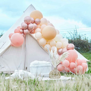 Balloon - Plain Latex Rose Gold Chrome & Nude Large Balloon Arch