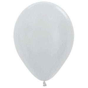 Balloon - Plain Latex Satin Pearl Silver Latex Balloons 30cm 50pk