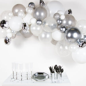 Balloon - Plain Latex Silver Balloon Garland Kit with 66 Balloons