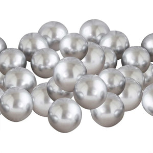 Balloon - Plain Latex Silver Chrome Balloons 12cm 40pk