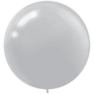 Balloon - Plain Latex Silver Latex Balloons 60cm 4pk