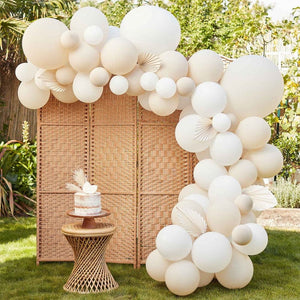 Balloon - Plain Latex White & Cream Balloon Arch & Paper Fans