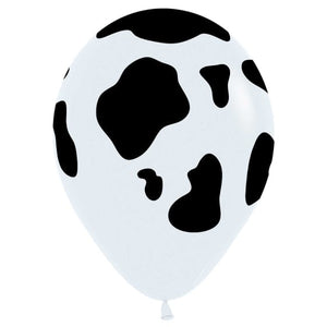 Balloon - Printed Latex Cow Fashion White Latex Balloons 30cm 25pk