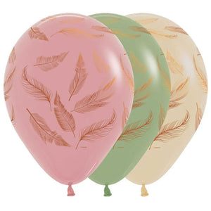 Balloon - Printed Latex Feathers Fashion Assorted Latex Balloons 30cm 25pk