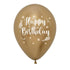 Happy Birthday Romantic Leaves Metallic Reflex Gold Latex Balloons 30cm 12pk