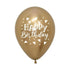 Happy Birthday Triangles Metallic Reflex Gold Latex Balloons 30cm 12pk