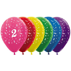 Balloon - Printed Latex Metallic Age 2 Assorted Latex Balloons 30cm 25pk