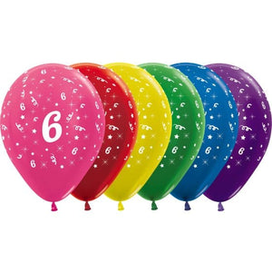 Balloon - Printed Latex Metallic Age 6 Assorted Latex Balloons 30cm 25pk