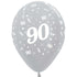 Age 90 Satin Pearl Silver Latex Balloons 30cm 25pk