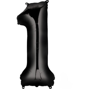 Balloon - Supershapes, Numbers & Letters Black / 1 Numeral SuperShape Foil Balloon 86cm Each