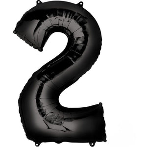 Balloon - Supershapes, Numbers & Letters Black / 2 Numeral SuperShape Foil Balloon 86cm Each