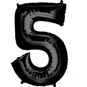 Balloon - Supershapes, Numbers & Letters Black / 5 Numeral SuperShape Foil Balloon 86cm Each