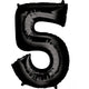 Balloon - Supershapes, Numbers & Letters Black / 5 Numeral SuperShape Foil Balloon 86cm Each