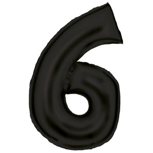 Balloon - Supershapes, Numbers & Letters Black / 6 Silk Lustre Large Number Foil Balloons Each