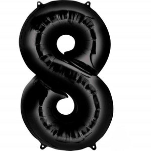 Balloon - Supershapes, Numbers & Letters Black / 8 Numeral SuperShape Foil Balloon 86cm Each