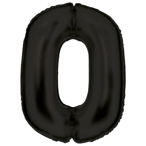 Balloon - Supershapes, Numbers & Letters Black Large Number 0 Silk Lustre Foil Balloon 64cm w x 90cm h Each