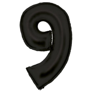 Balloon - Supershapes, Numbers & Letters Black Large Number 9 Silk Lustre Foil Balloon 64cm w x 90cm h Each