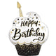 Balloon - Supershapes, Numbers & Letters Black, Silver & Gold Birthday Wishes SuperShape Foil Balloon 55cm x 73cm Each