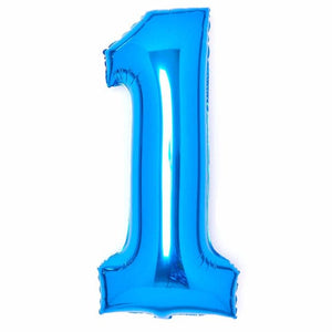 Balloon - Supershapes, Numbers & Letters Blue Large Number 1 Foil Balloon 37cm w x 82cm h Each