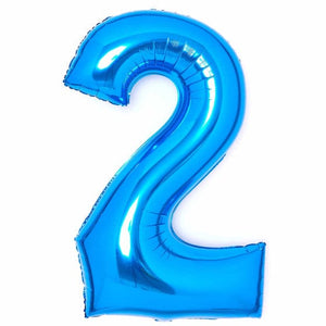 Balloon - Supershapes, Numbers & Letters Blue Large Number 2 Foil Balloon 55cm w x 86cm h Each