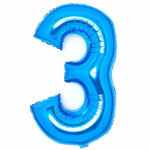 Balloon - Supershapes, Numbers & Letters Blue Large Number 3 Foil Balloon 53cm w x 87cm h Each