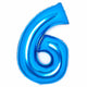 Balloon - Supershapes, Numbers & Letters Blue Large Number 6 Foil Balloon 56cm w x 92cm h Each