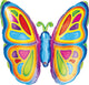 Balloon - Supershapes, Numbers & Letters Bright Butterfly SuperShape Foil Balloon 63cm x 63cm Each