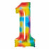 Bright Rainbow Large Number 1 Foil Balloon 37cm w x 82cm h Each