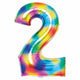 Balloon - Supershapes, Numbers & Letters Bright Rainbow Large Number 2 Foil Balloon 55cm w x 86cm h Each