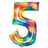 Bright Rainbow Large Number 5 Foil Balloon 56cm w x 89cm h Each