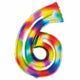 Balloon - Supershapes, Numbers & Letters Bright Rainbow Large Number 6 Foil Balloon 56cm w x 92cm h Each