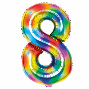 Balloon - Supershapes, Numbers & Letters Bright Rainbow Large Number 8 Foil Balloon 54cm w x 87cm h Each