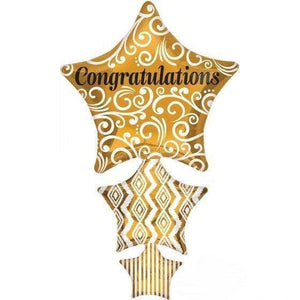 Balloon - Supershapes, Numbers & Letters Congratulations Stacked Stars Supershape Foil Balloon 107cm x 63cm Each
