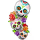 Balloon - Supershapes, Numbers & Letters Day of the Dead Stacking Sugar Skulls Supershape Foil Balloon 55cm x 96cm Each