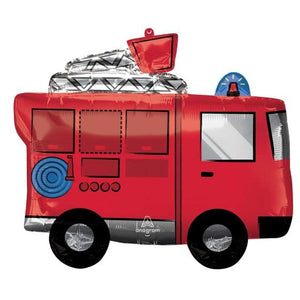 Balloon - Supershapes, Numbers & Letters Fire Truck SuperShape Foil Balloon 66cm x 55cm Each