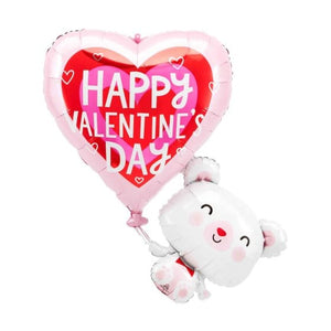 Balloon - Supershapes, Numbers & Letters Floating Valentine's Day Bear SuperShape Foil Balloon 66cm x 78cm Each