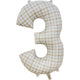 Balloon - Supershapes, Numbers & Letters Gingham Large Number 3 Foil Balloon 53cm w x 87cm h Each