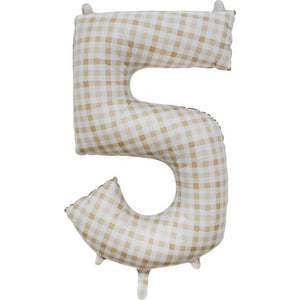 Balloon - Supershapes, Numbers & Letters Gingham Large Number 5 Foil Balloon 56cm w x 89cm h Each