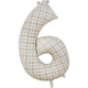 Balloon - Supershapes, Numbers & Letters Gingham Large Number 6 Foil Balloon 56cm w x 92cm h Each