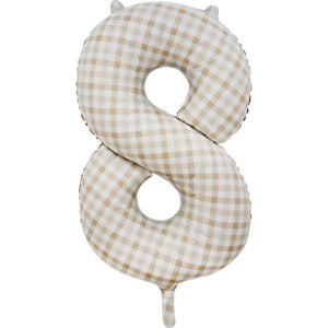 Balloon - Supershapes, Numbers & Letters Gingham Large Number 8 Foil Balloon 54cm w x 87cm h Each