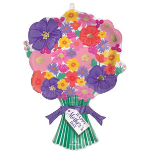 Balloon - Supershapes, Numbers & Letters Happy Mother's Day Sweet Floral Bouquet SuperShape Foil Balloon 55cm x 76cm Each