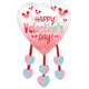 Balloon - Supershapes, Numbers & Letters Happy Valentine's Day Diffused Ombre Hearts & Danglers SuperShape Foil Balloon 53cm x 86cm Each