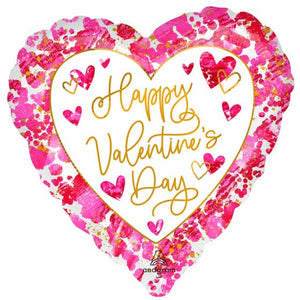 Balloon - Supershapes, Numbers & Letters Happy Valentine's Day Heartful Jumbo Foil Balloon 71cm Each