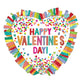 Balloon - Supershapes, Numbers & Letters Happy Valentine's Day Rainbow Fringe SuperShape Foil Balloon 63cm x 58cm Each