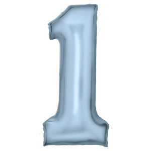 Balloon - Supershapes, Numbers & Letters Pastel Blue / 1 Silk Lustre Large Number Foil Balloons Each