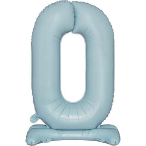 Balloon - Supershapes, Numbers & Letters Pastel Blue Large Number 0 Air Filled Standing Foil Balloon 76cm Each